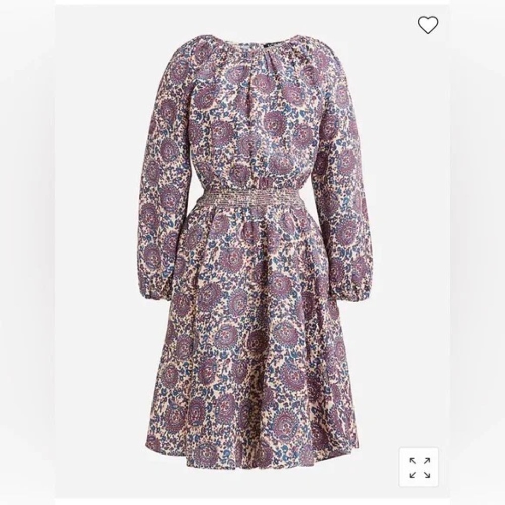 J Crew Tall Palermo Smocked-Waist Mini Dress